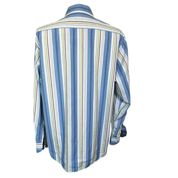 TAILORBYRD Men XL Button up Shirt Long Sleeve Colorful Stripe Contrast Flip Cuff - Picture 3 of 10